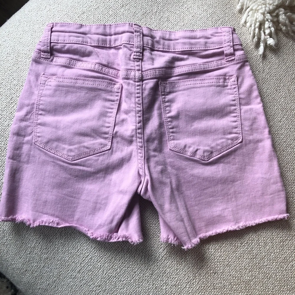 Vigoss Girls The Malibu Mid Shorts Embroidered Floral Pink Denim Cut Off Size 14